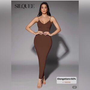 SHEIN Chocolate Brown Strapless Dress
